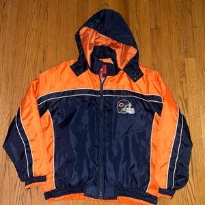 Vintage Chicago Bears Puffer Jacket Sz L  Zipper Up Hooded Coat Embroidered NFL